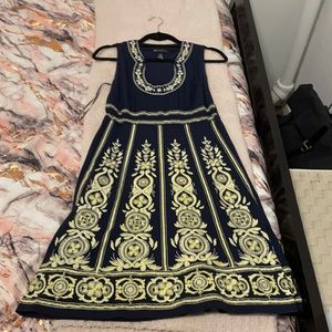 Navy Blue Beaded Party Dress